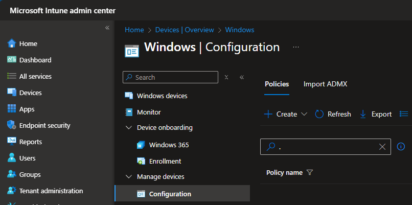 Creating Settings Catalog policy in Intune